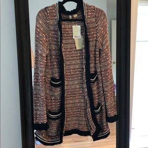 Long tweed cardigan -multi color